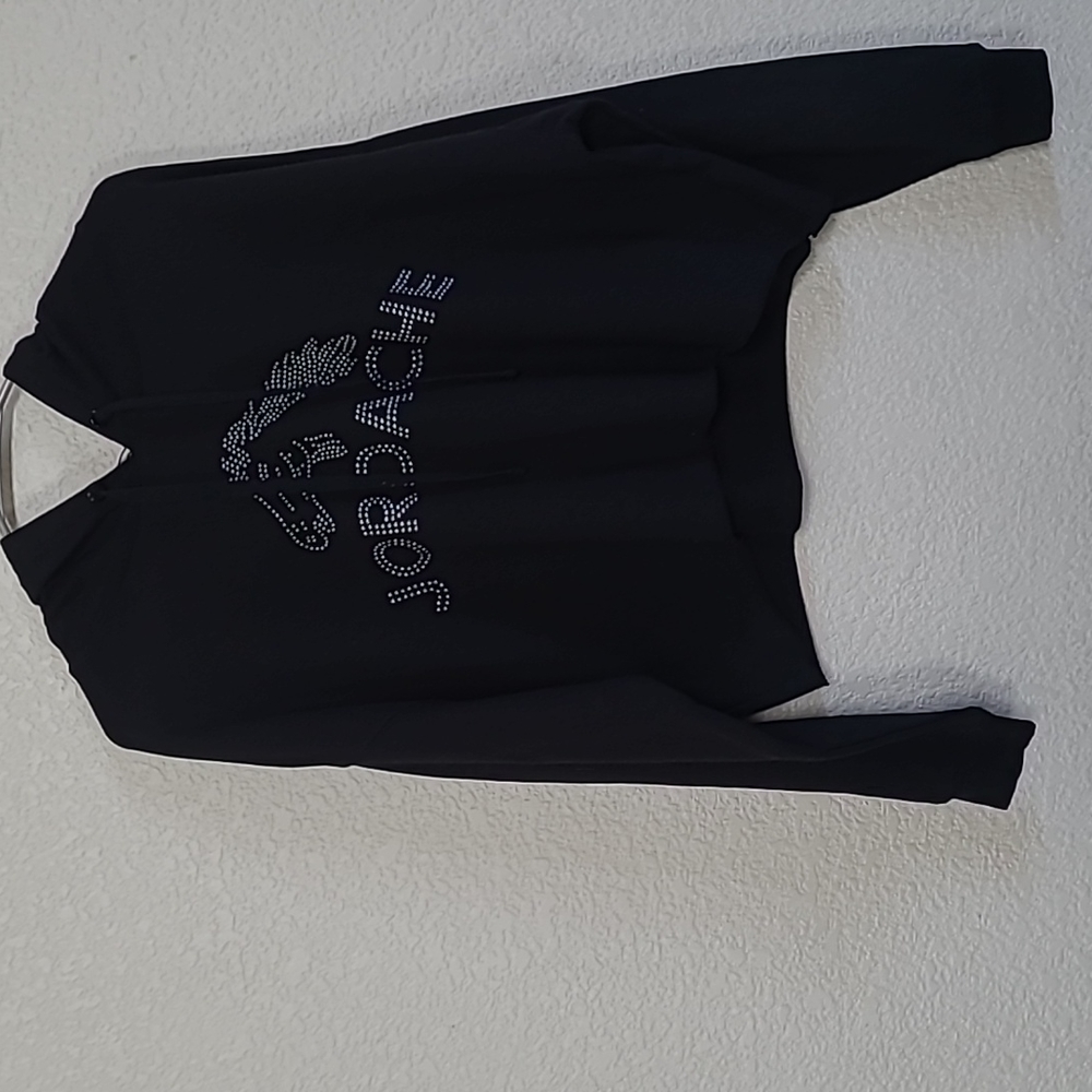 Jordache Heritage Black Cropped Hoodie Sweatshirt Large NWT